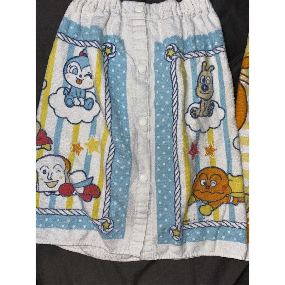 Anpanman Baikinman Dokinchan Kids Wrap Towels Snap Button Beach Bath‎ 2 Pack